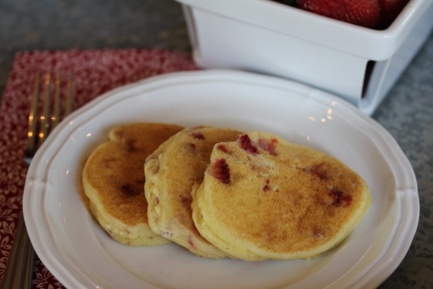 Gluten Free Strawberries and Cream Pancakes lynnskitchenadventures.com