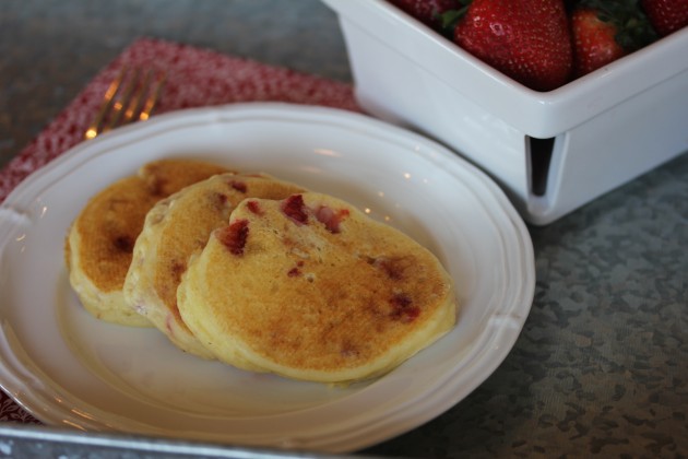 Gluten Free Strawberries and Cream Pancakes from lynnskitchenadventures.com